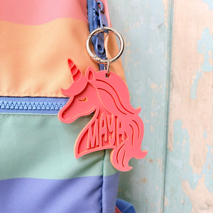 Unicorn Name Keyring Custom Glossy Acrylic Keychain