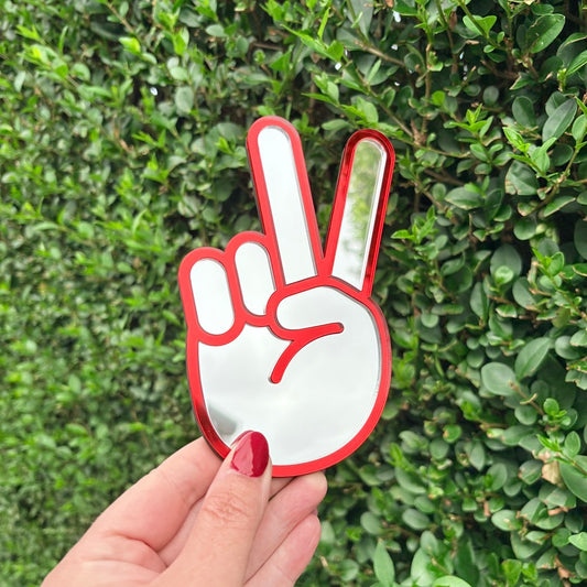 Peace Sign Hand Gesture Mirror Art