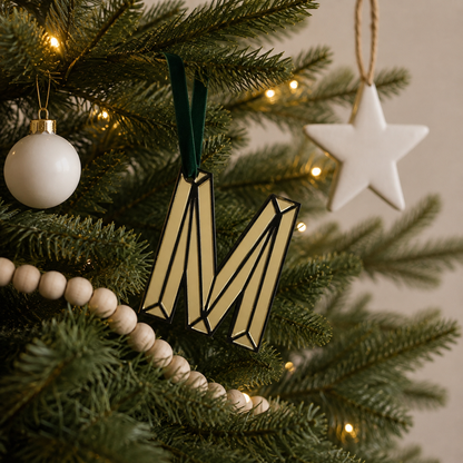 Mirrored Initial Christmas Decoration