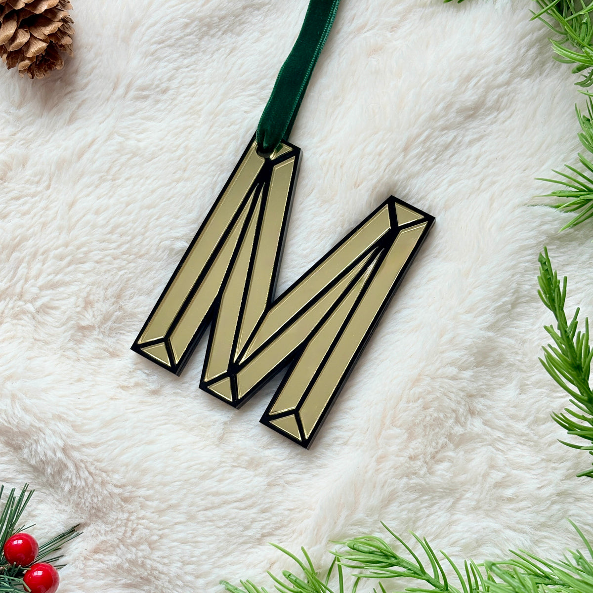 Mirrored Initial Christmas Decoration