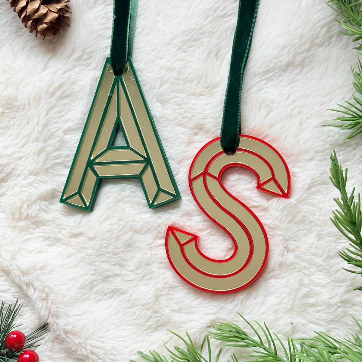 Mirrored Initial Christmas Decoration