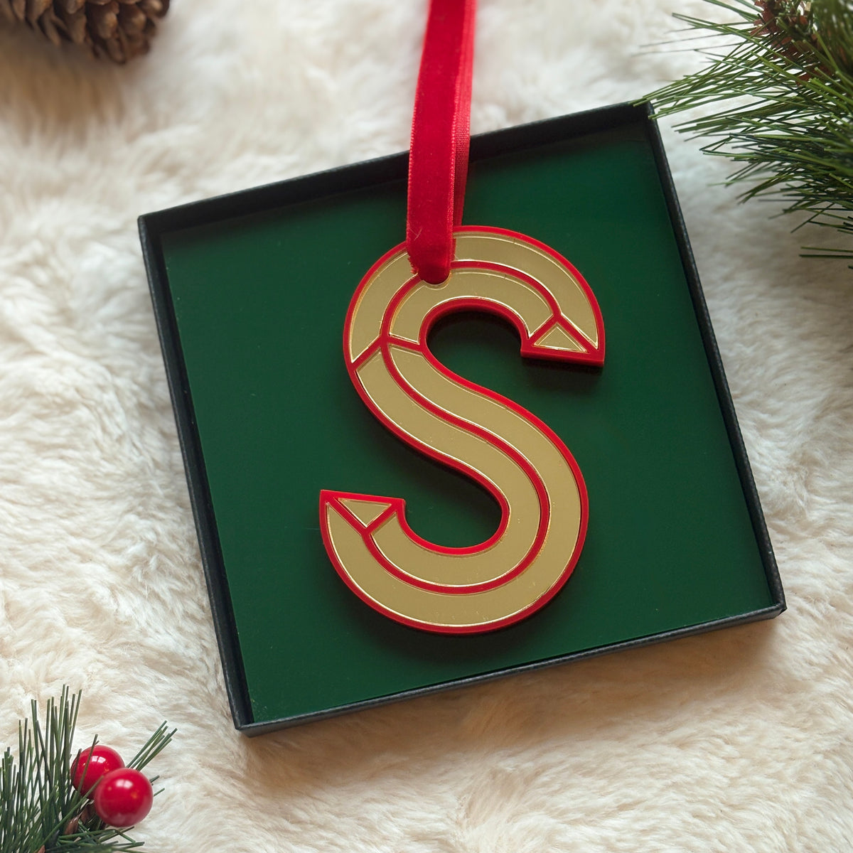 Mirrored Initial Christmas Decoration