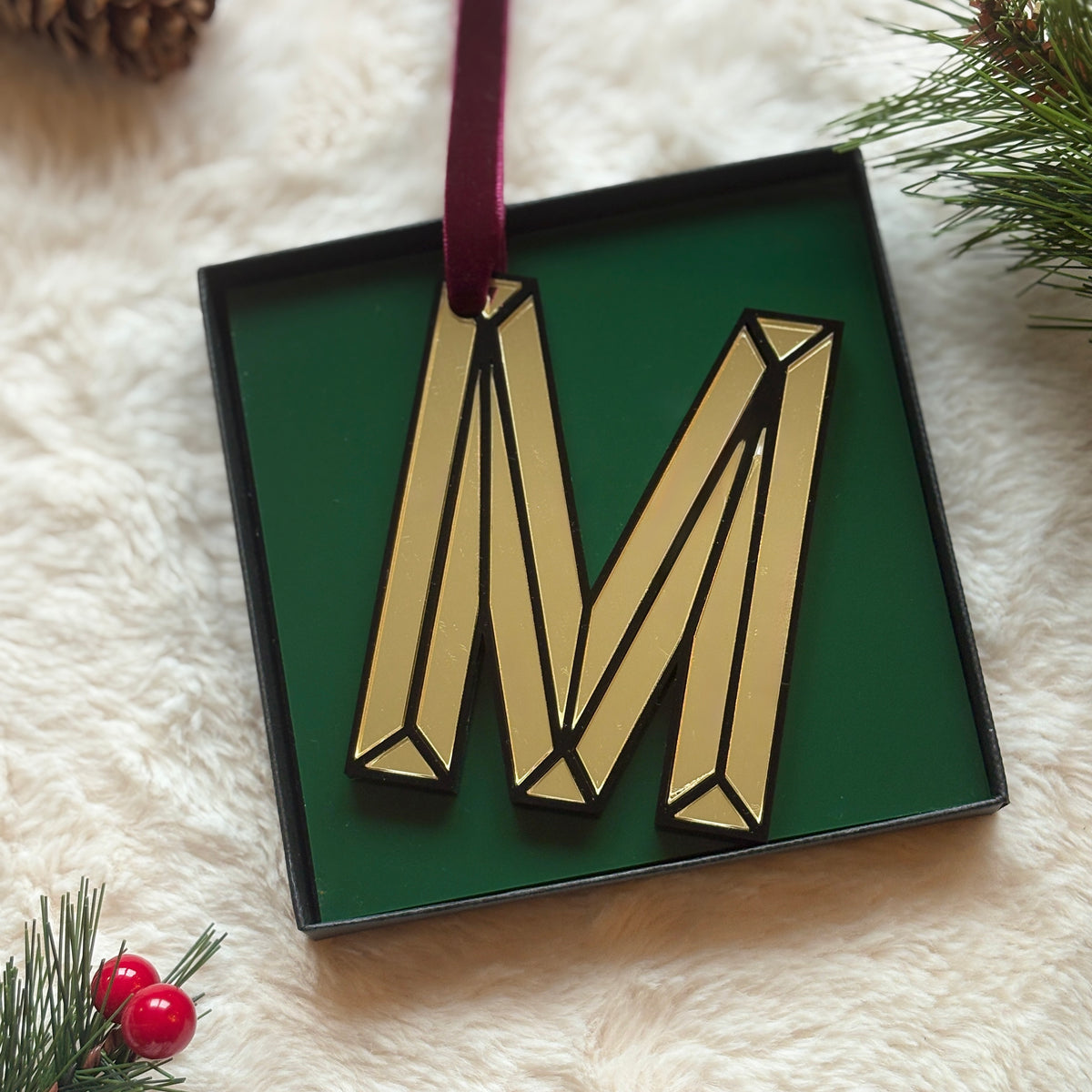 Mirrored Initial Christmas Decoration