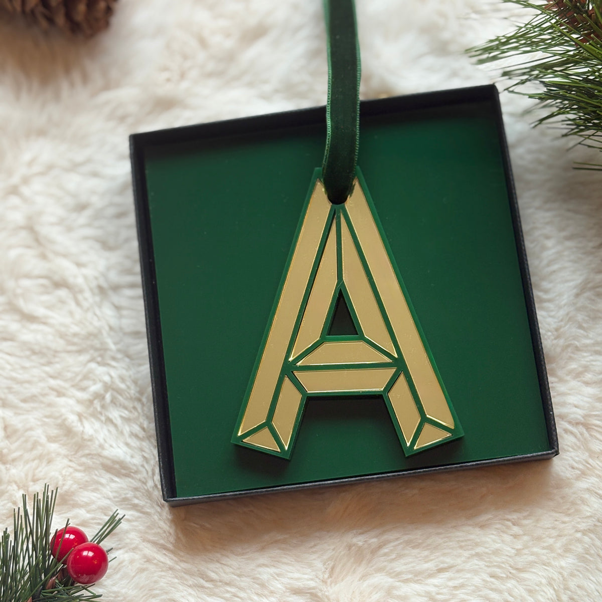 Mirrored Initial Christmas Decoration