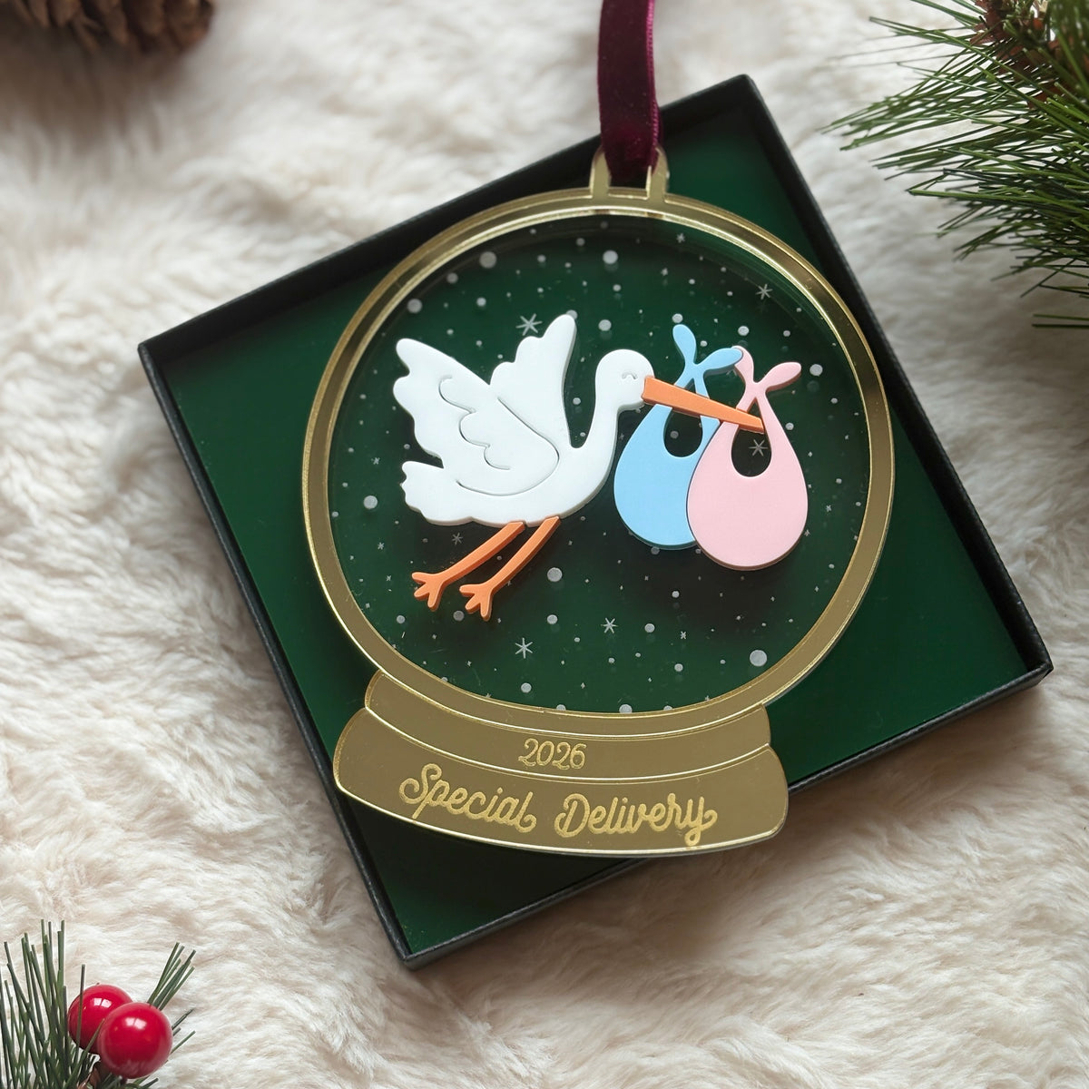 Baby Arrival Stork Ornament