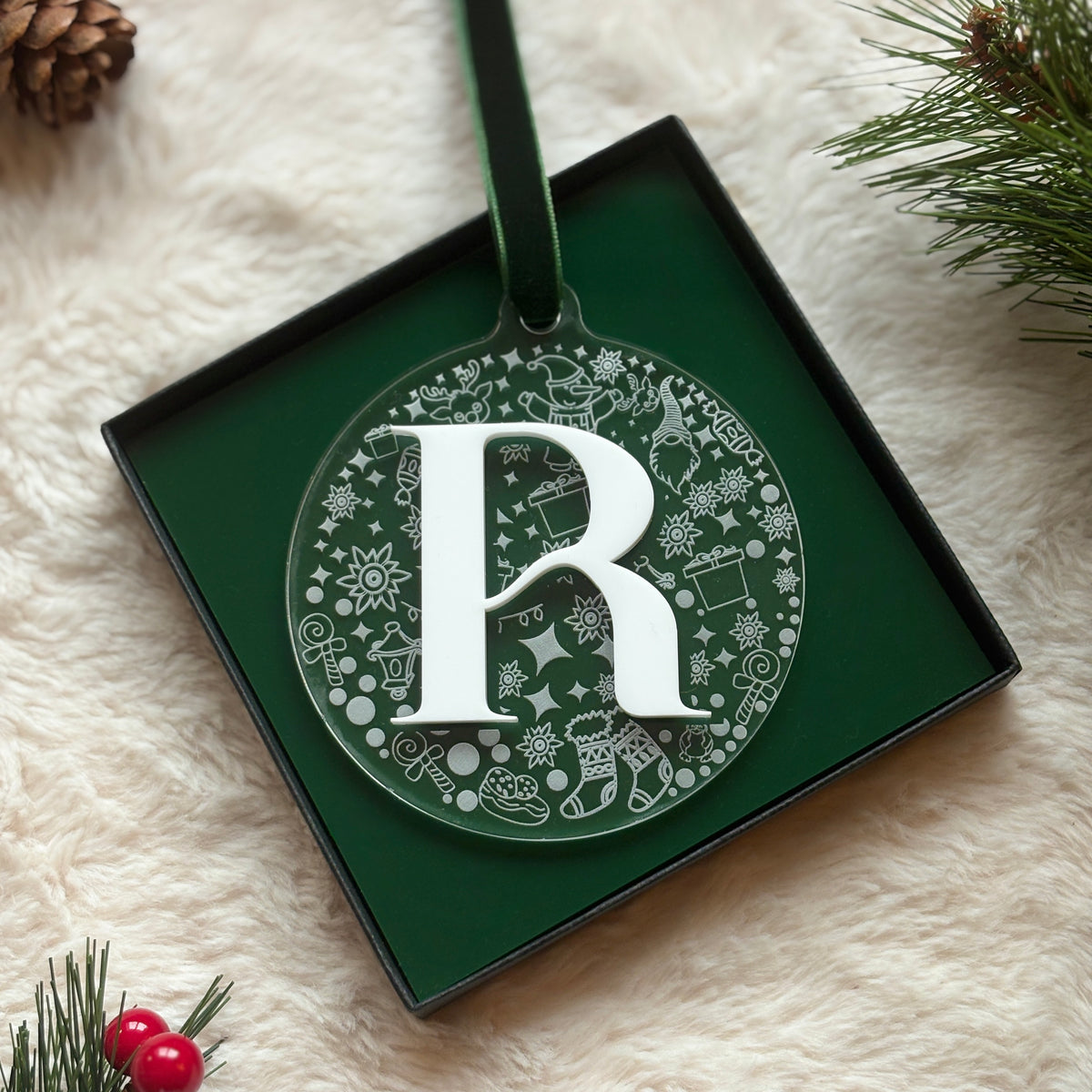 Initial Christmas Personalised Bauble