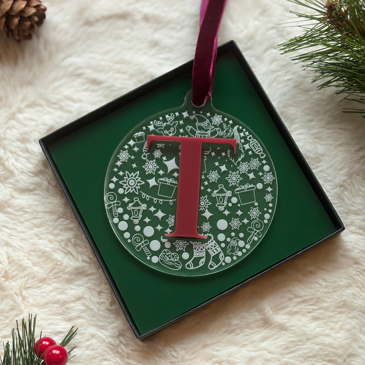 Initial Christmas Personalised Bauble