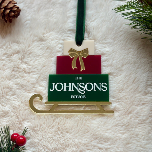 Gold Sleigh Personalised Family Name