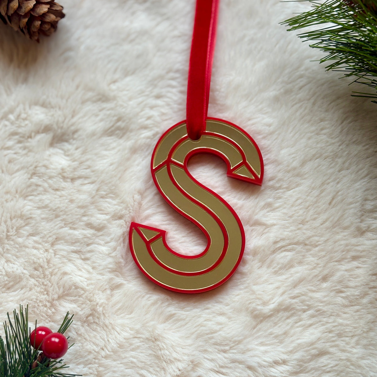 Mirrored Initial Christmas Decoration