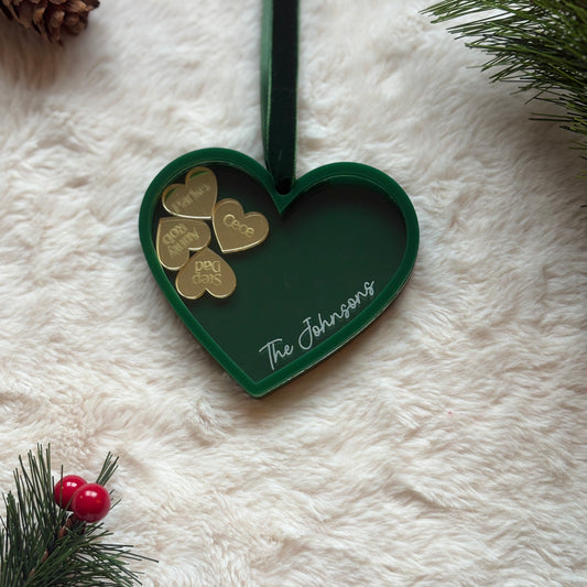 Charm Shaker Personalised Family Heart Bauble