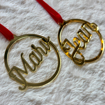 Mirrored Script Christmas Bauble