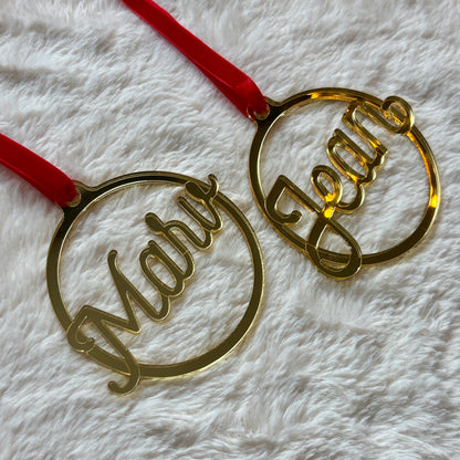 Mirrored Script Christmas Bauble