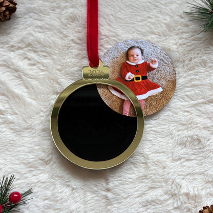 Photo Bauble, Personalised Gold Mirror
