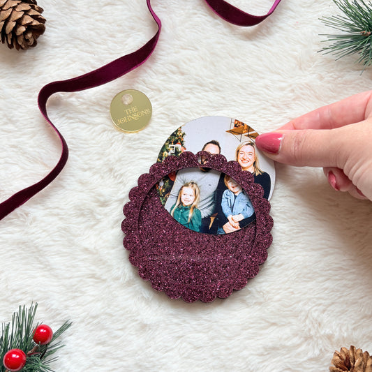 Photo Scalloped Christmas Ornament