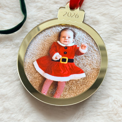 Photo Bauble, Personalised Gold Mirror