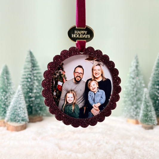 Photo Scalloped Christmas Ornament