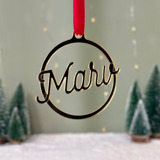 Mirrored Script Christmas Bauble