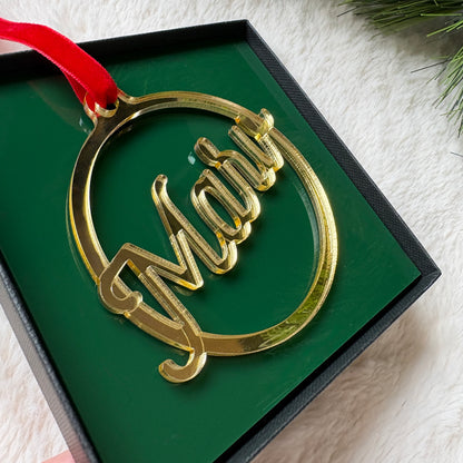Mirrored Script Christmas Bauble