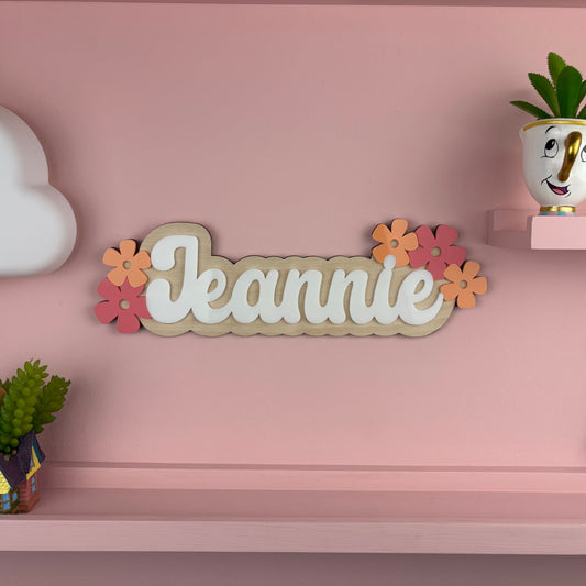 Name with Flowers Door or Wall Sign