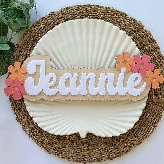 Name with Flowers Door or Wall Sign
