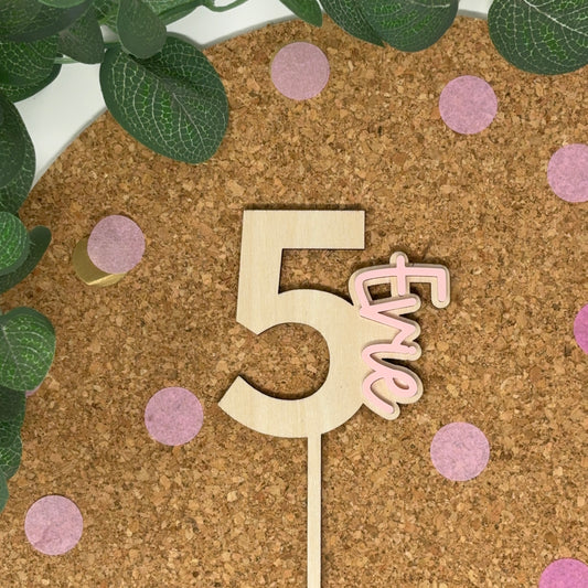 Scandi Name & Number Birthday Cake Topper