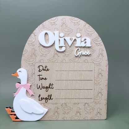 Goose Baby Birth Stats Sign