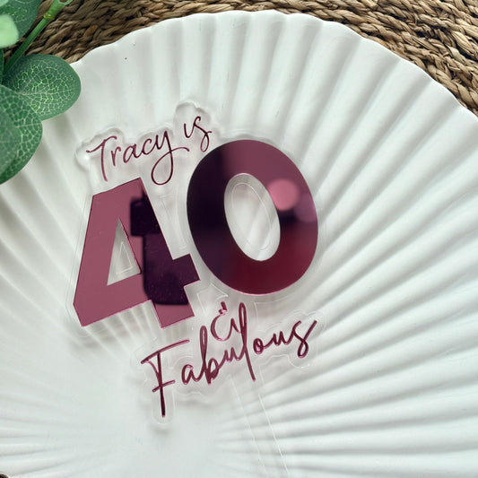 Name & Number..is Fabulous Cake Topper