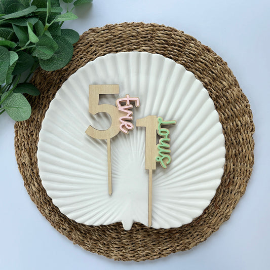 Scandi Name & Number Birthday Cake Topper