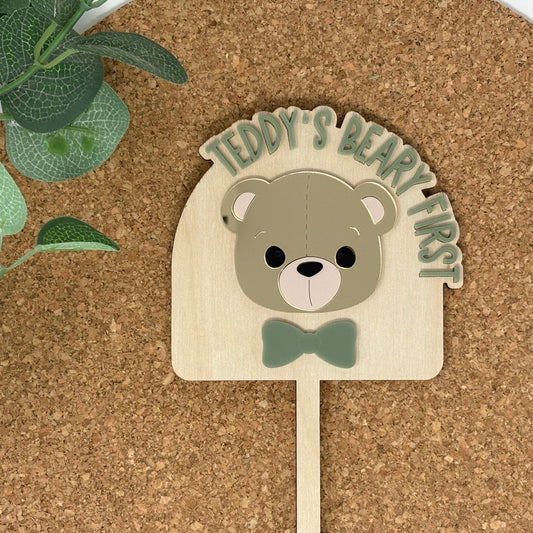 Beary First Birthday Cake Topper