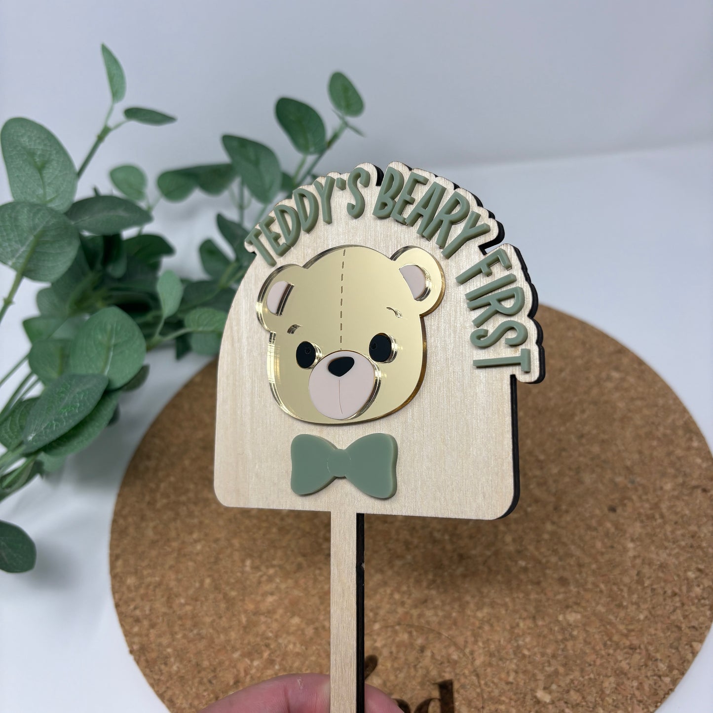 Beary First Birthday Cake Topper