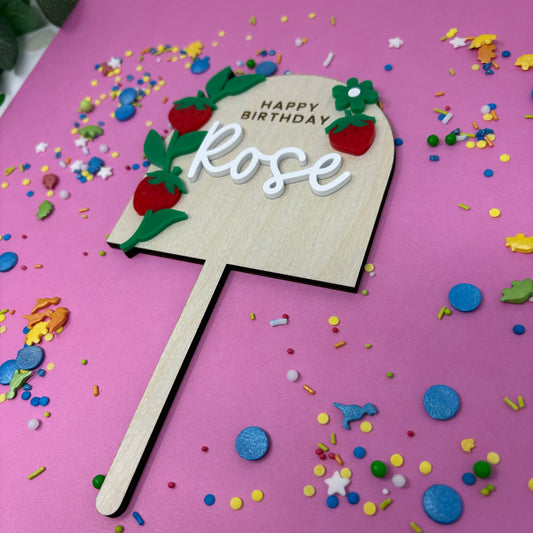 Strawberry Birthday Cake Topper