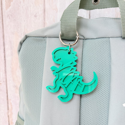 Dinosaur Name Keyring, Custom T Rex Acrylic Keychain