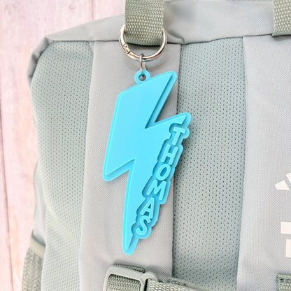 Lightning Bolt Keyring, Custom Name Acrylic Keychain