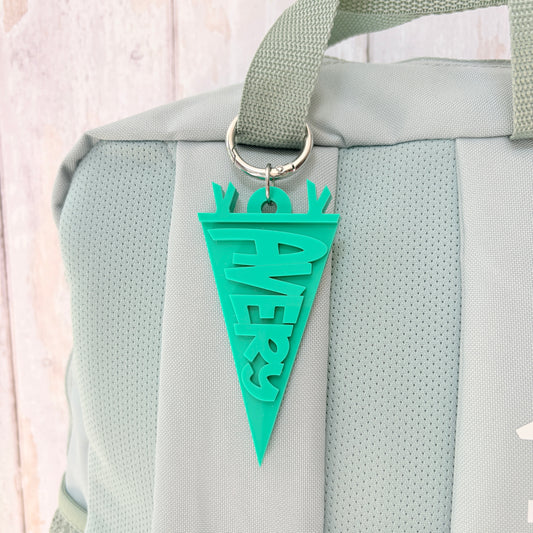 Flag Name Keyring, Layered Glossy Acrylic Pennant