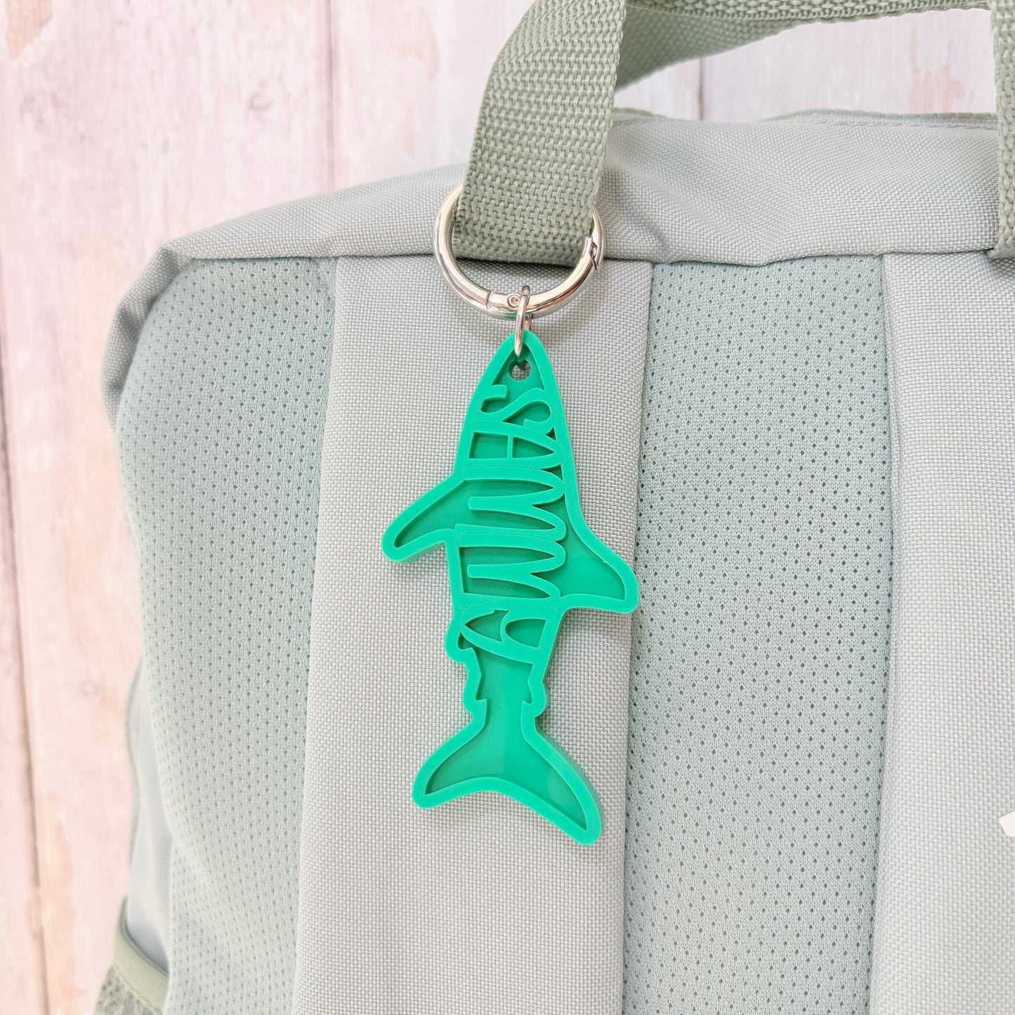 Shark Name Keyring, Custom Two Tone Acrylic Keychain