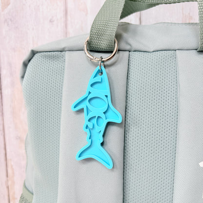 Shark Name Keyring, Custom Two Tone Acrylic Keychain