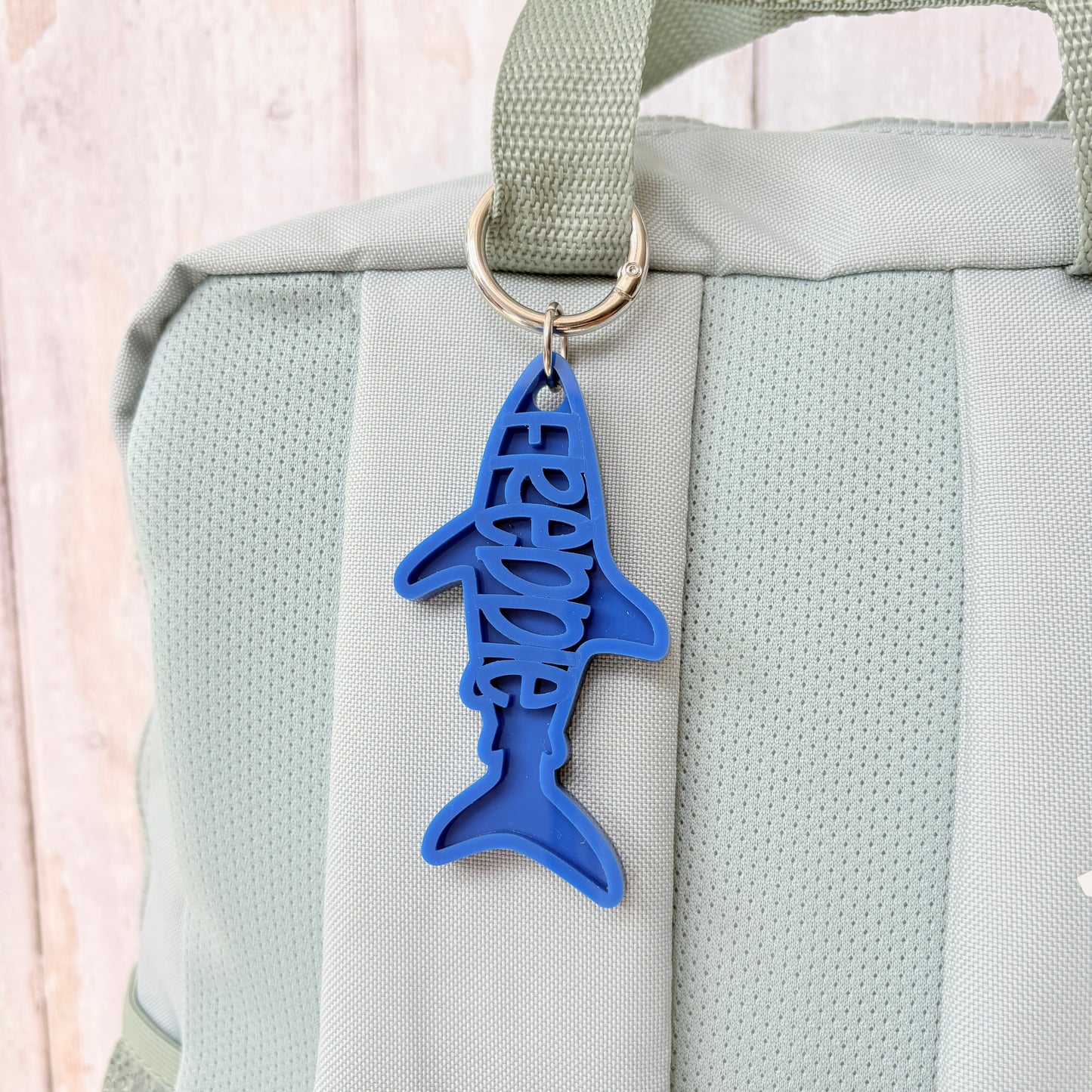 Shark Name Keyring, Custom Two Tone Acrylic Keychain