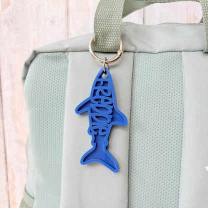 Shark Name Keyring, Custom Two Tone Acrylic Keychain