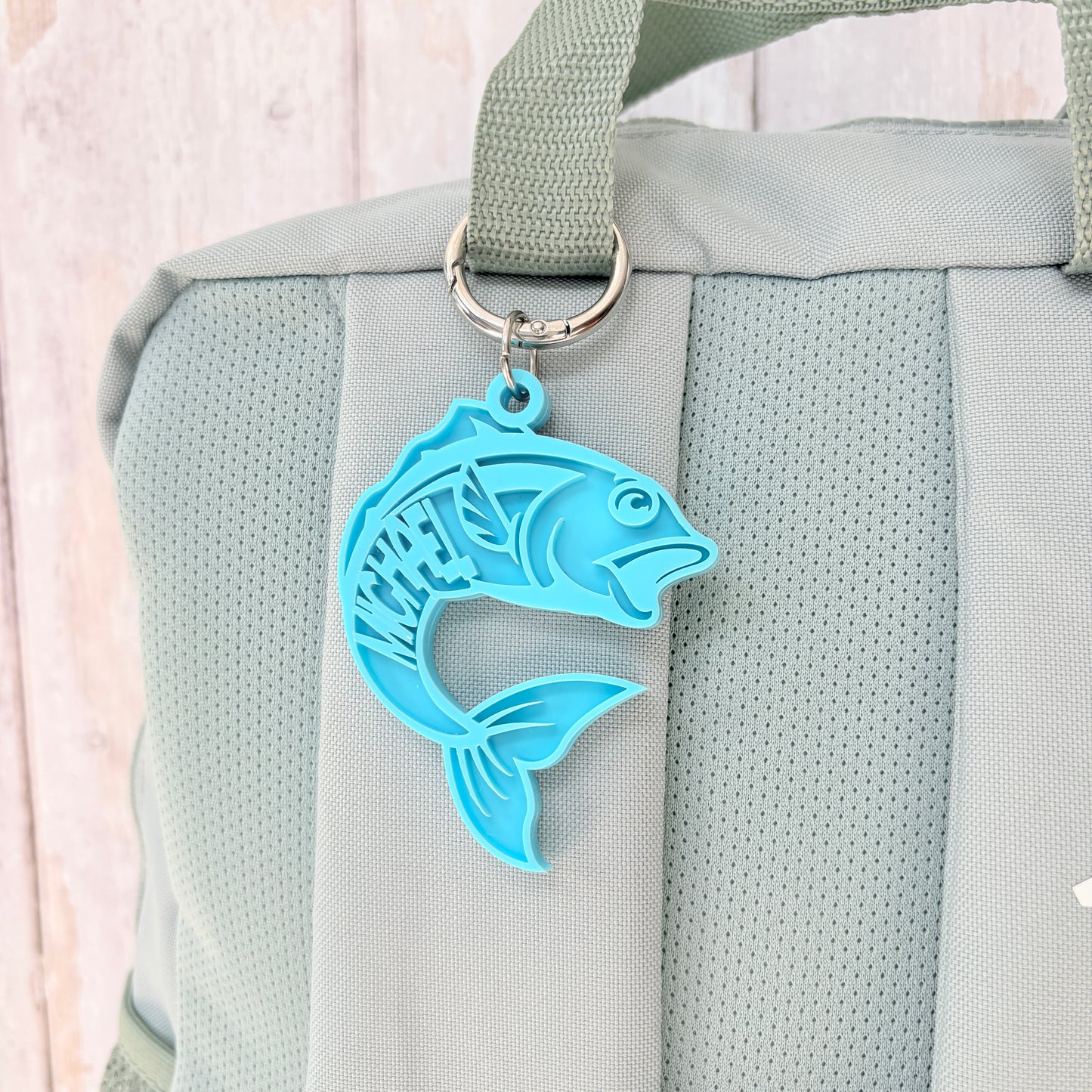 Fish Name Keyring, Custom Engraved Acrylic Keychain