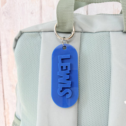 Pill Shaped Name Acrylic Keyring