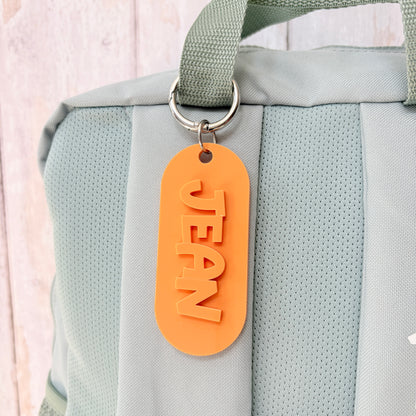 Pill Shaped Name Acrylic Keyring