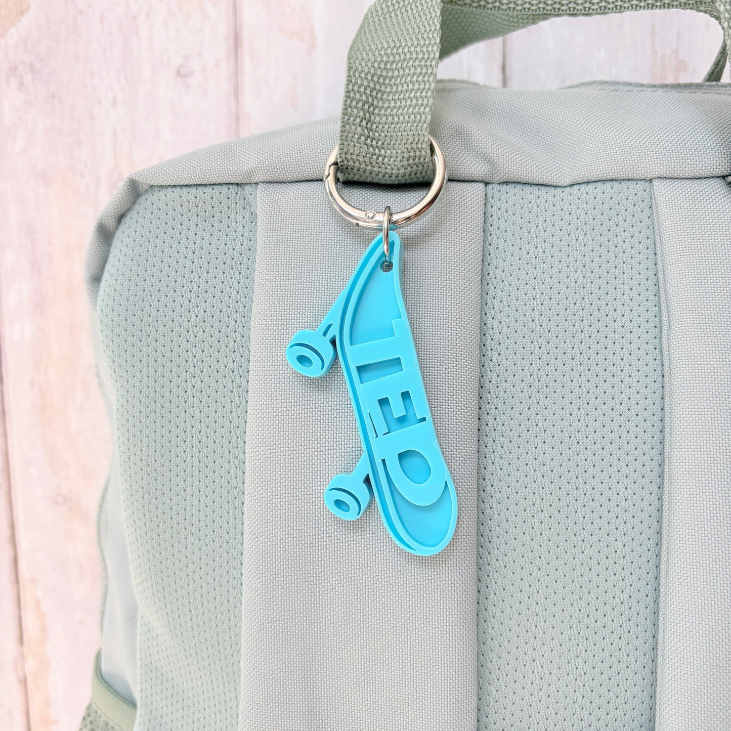 Skateboard Name Keyring, Custom Acrylic Keychain