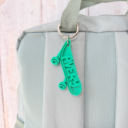 Skateboard Name Keyring, Custom Acrylic Keychain