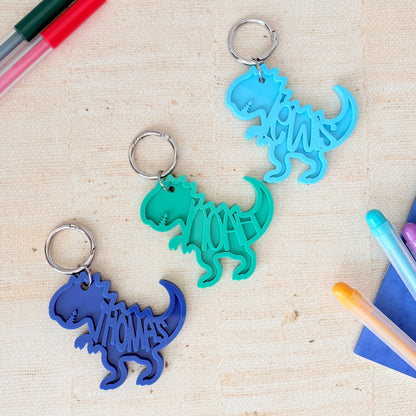 Dinosaur Name Keyring, Custom T Rex Acrylic Keychain