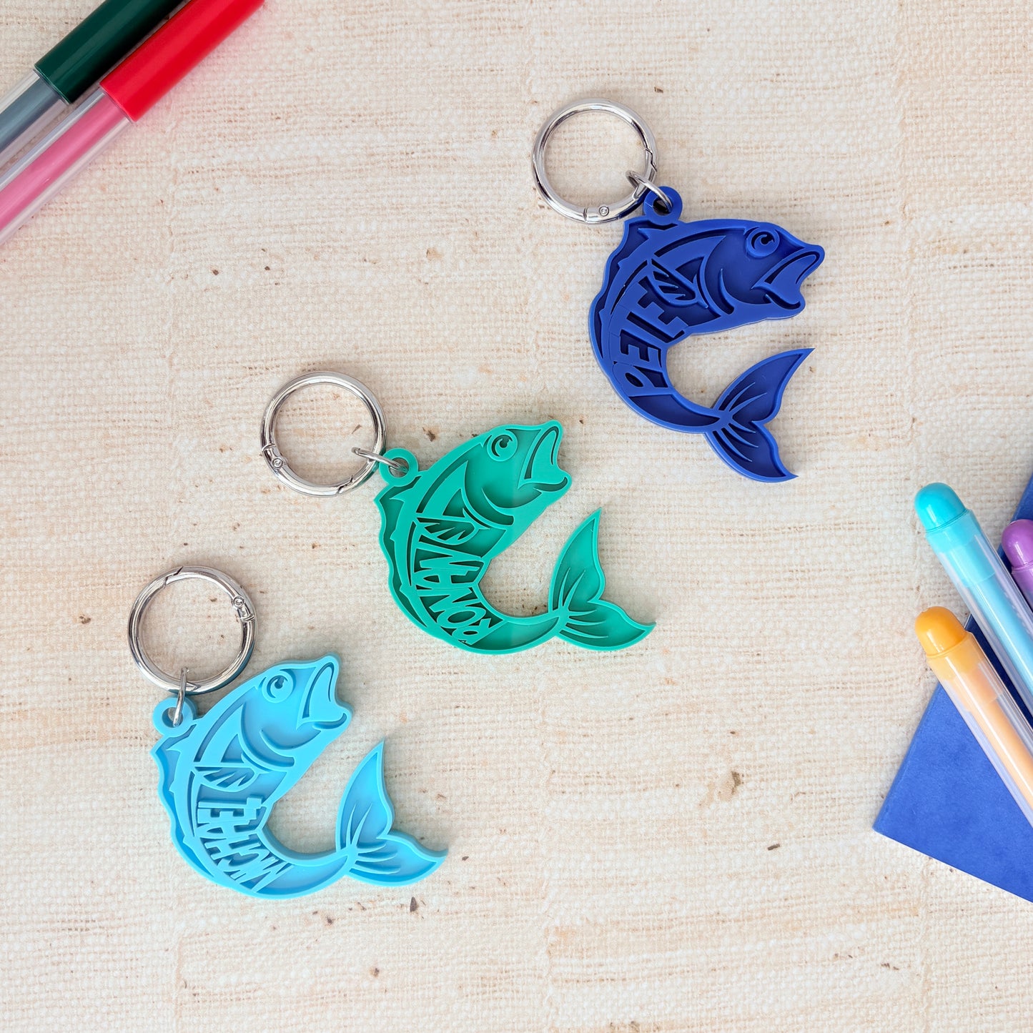Fish Name Keyring, Custom Engraved Acrylic Keychain