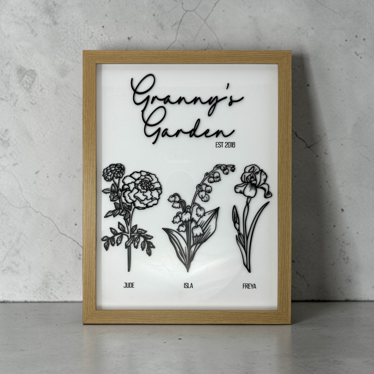 Acrylic Family Birth Flower Frame