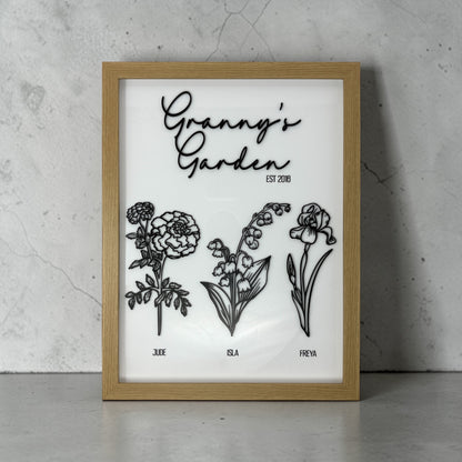Acrylic Family Birth Flower Frame