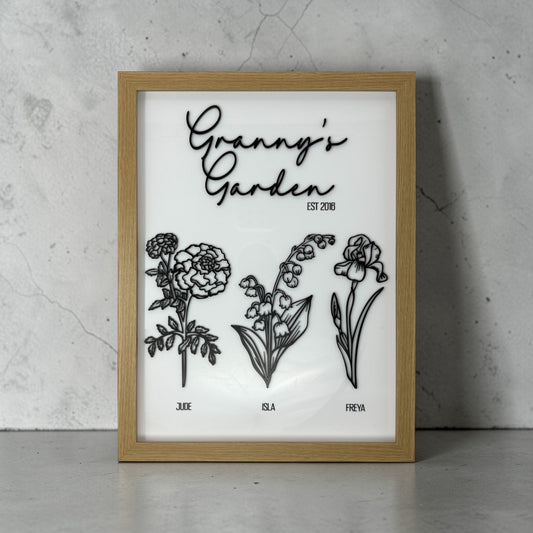 Acrylic Family Birth Flower Frame