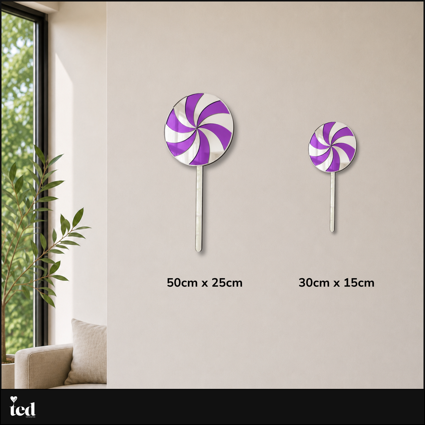 Purple Swirl Lollipop Mirror Art