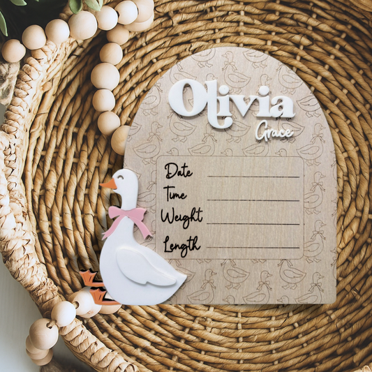 Goose Baby Birth Stats Sign